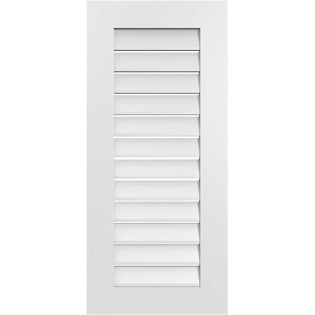 Ekena Millwork Vertical Surface Mount PVC Gable Vent: Functional, w/ 3-1/2"W x 1"P Standard Frame, 18"W x 40"H GVPVE18X4001SF